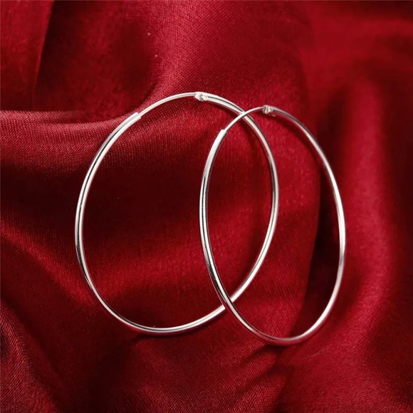 NEW 925 Sterling Silver hoop Earrings - Picture 3 of 6